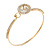 Delicate Clear Crystal, CZ Round Cut Stone Thin Bangle Bracelet In Gold Tone - 19cm - view 3