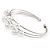 Delicate 3 Bar Cluster White Faux Pearl Cuff Bracelet In Silver Tone - 19cm L - Adjustable - view 6
