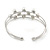 Delicate 3 Bar Cluster White Faux Pearl Cuff Bracelet In Silver Tone - 19cm L - Adjustable - view 5