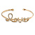 Delicate Clear Crystal 'Love' Cuff Bangle Bracelet In Gold Tone - 19cm Adjustable - view 7