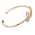 Delicate Clear Crystal 'Love' Cuff Bangle Bracelet In Gold Tone - 19cm Adjustable - view 6