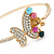 Delicate Multicoloured Crystal Butterfly Thin Bangle Bracelet In Gold Tone - 19cm - view 3