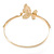 Delicate Multicoloured Crystal Butterfly Thin Bangle Bracelet In Gold Tone - 19cm - view 6