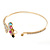 Delicate Multicoloured Crystal Butterfly Thin Bangle Bracelet In Gold Tone - 19cm - view 4