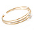 Delicate Open Round-Cut CZ Cuff Bangle Bracelet In Gold Tone - 19cm L - Adjustable - view 5
