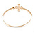 Delicate Clear Crystal, Pearl Flower Thin Bangle Bracelet In Gold Tone - 19cm - view 8