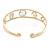 Delicate Open Cut CZ Etched Cuff Bangle Bracelet In Gold Tone - 16cm L - Adjustable - view 5
