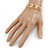 Delicate Open Cut CZ Etched Cuff Bangle Bracelet In Gold Tone - 16cm L - Adjustable - view 2