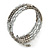 Handmade Metallic Silver/ Hematite Glass, Acrylic Bead Coiled Flex Bangle Bracelet - Adjustable - view 5