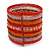 Wide Snow Red/ Orange/ Carrot/ Bronze/ Pink Glass Bead Flex Bracelet - Adjustable - 60mm W - view 5