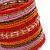Wide Snow Red/ Orange/ Carrot/ Bronze/ Pink Glass Bead Flex Bracelet - Adjustable - 60mm W - view 4
