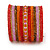 Wide Snow Red/ Orange/ Carrot/ Bronze/ Pink Glass Bead Flex Bracelet - Adjustable - 60mm W - view 9