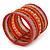 Wide Snow Red/ Orange/ Carrot/ Bronze/ Pink Glass Bead Flex Bracelet - Adjustable - 60mm W - view 6