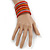 Wide Snow Red/ Orange/ Carrot/ Bronze/ Pink Glass Bead Flex Bracelet - Adjustable - 60mm W - view 3