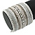 Wide Snow White/ Transparent Glass Bead Flex Bracelet - Adjustable - 60mm W - view 2