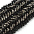 Wide Handmade Black/ Grey Glass Bead Bracelet - 16cm L/ 2cm Ext - view 4