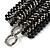 Wide Handmade Black/ Grey Glass Bead Bracelet - 16cm L/ 2cm Ext - view 5