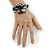 Ash Black Shell Bead Flower Wired Flex Bracelet - Adjustable - view 2