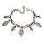 Vintage Inspired Leaf Charm with Chunky Chain Bracelet In Silver Tone - 17cm L/ 4cm Ext - view 6