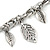 Vintage Inspired Leaf Charm with Chunky Chain Bracelet In Silver Tone - 17cm L/ 4cm Ext - view 3