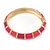 Deep Pink/ Fuchsia Enamel Hinged Bangle Bracelet In Gold Plating - 19cm L - view 6