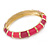 Deep Pink/ Fuchsia Enamel Hinged Bangle Bracelet In Gold Plating - 19cm L - view 5