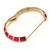 Deep Pink/ Fuchsia Enamel Hinged Bangle Bracelet In Gold Plating - 19cm L - view 4
