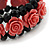 Romantic Pink Resin Rose, Black Glass Bead Flex Bracelet - 18cm L - view 4