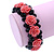 Romantic Pink Resin Rose, Black Glass Bead Flex Bracelet - 18cm L - view 2