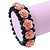 Romantic Dusty Pink Resin Rose, Black Glass Bead Flex Bracelet - 18cm L - view 2