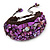 Handmade Purple Shell Nugget Brown Cotton Cord Cuff Bracelet - Adjustable - view 7