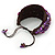 Handmade Purple Shell Nugget Brown Cotton Cord Cuff Bracelet - Adjustable - view 5