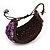 Handmade Purple Shell Nugget Brown Cotton Cord Cuff Bracelet - Adjustable - view 4