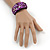 Handmade Purple Shell Nugget Brown Cotton Cord Cuff Bracelet - Adjustable - view 3