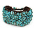 Handmade Turquoise Nugget Brown Cotton Cuff Bracelet - Adjustable