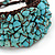 Handmade Turquoise Nugget Brown Cotton Cuff Bracelet - Adjustable - view 5