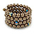 Bronze Brown Glass Bead Coiled Flex Bracelet - Adjustable