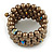 Bronze Brown Glass Bead Coiled Flex Bracelet - Adjustable - view 5