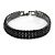 3 Row Jet Black Crystal Tennis Bracelet In Black Tone Metal - 16.5cm L - (For smaller hands)