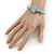 Silver Tone Bead, Turquoise Style Stone Butterfly Bracelet - 16cm L/ 5cm Ext - view 2