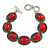 Vintage Inspired Coral Red Oval Ceramic Stone Etched Bracelet With Toggle Clasp -18cm L