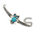 Silver Tone Turquoise Stone Owl Bracelet - 18cm L - view 2