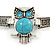 Silver Tone Turquoise Stone Owl Bracelet - 18cm L - view 4
