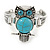 Silver Tone Turquoise Stone Owl Bracelet - 18cm L
