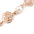 Delicate Filigree CZ Rose with Simulaled Pearl Bracelet In Rose Gold Tone Metal - 15cm L/ 5cm Ext (For Small Wrist) - view 4