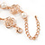Delicate Filigree CZ Rose with Simulaled Pearl Bracelet In Rose Gold Tone Metal - 15cm L/ 5cm Ext (For Small Wrist) - view 5