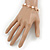 Delicate Filigree CZ Rose with Simulaled Pearl Bracelet In Rose Gold Tone Metal - 15cm L/ 5cm Ext (For Small Wrist) - view 2