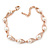 Delicate Classic White Simulated Glass Pearl Oval Link Rose Gold Tone Metal Bracelet - 15cm L/ 3cm Ext (For Small Wrist)