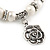 10mm Freshwater Pearl With Rose Flower Charm and Silver Tone Metal Rings Stretch Bracelet - 18cm L - view 2