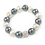 12mm White/ Grey Polished Glass Bead with Clear Crystal Ball Flex Bracelet - 17cm L - view 5